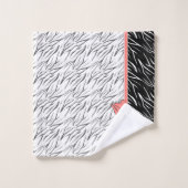 ゼブラ皮白黒タイガーレザーストライプピンク バスタオルセット (ウォッシュタオル)