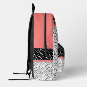 ゼブラ皮白黒タイガーレザーストライプピンク プリントバックパック (左)