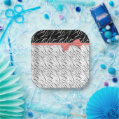 ゼブラ皮白黒タイガーレザーストライプピンク ペーパープレート (パーティー)