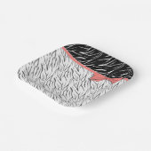 ゼブラ皮白黒タイガーレザーストライプピンク ペーパープレート (傾斜あり)