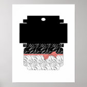 ゼブラ皮白黒タイガーレザーストライプピンク ポスター (正面)