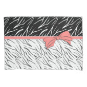 ゼブラ皮白黒タイガーレザーストライプピンク 枕カバー (正面)