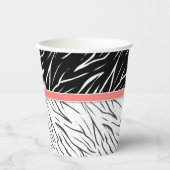 ゼブラ皮白黒タイガーレザーストライプピンク 紙コップ (正面)