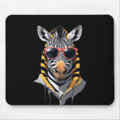 ゼブラ着用フード付きスウェットシャツおもしろいクール動物キャラクター マウスパッド (正面)