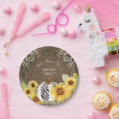 ゼブラ素朴ホワイトカボチャひまわり赤ちゃんシャワー ペーパープレート (パーティー)