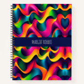 ゼブラ線状波状虹アイソメパターン ノートブック (正面)