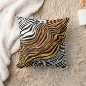 ゼブラ縞アニマルプリント白黒オレンジ クッション (ブランケット)