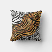 ゼブラ縞アニマルプリント白黒オレンジ クッション (正面)