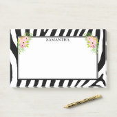 ゼブラ縞模様と花 ポストイット (デスク)