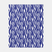 ゼブラ縞 – 濃いコバルト青と白 フリースブランケット (正面)