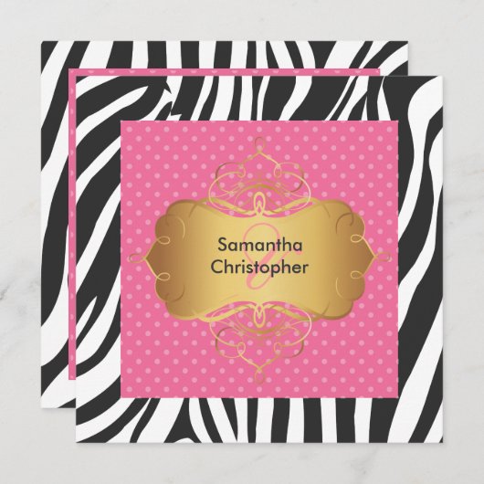 ゼブラ縞/結婚式招待状 招待状 (正面/裏面)