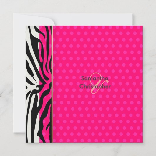 ゼブラ縞/結婚式招待状/水玉模様 招待状 (正面)