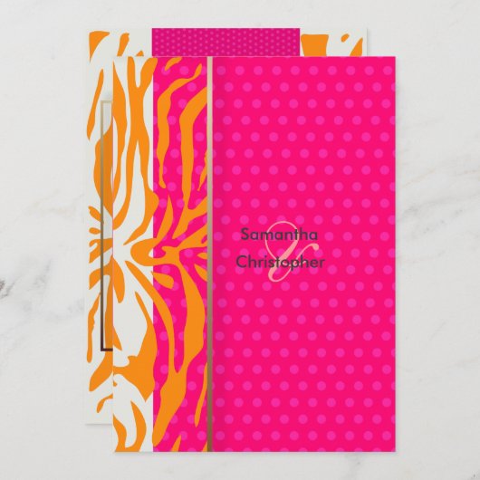ゼブラ縞/結婚式招待状/水玉模様 招待状 (正面/裏面)