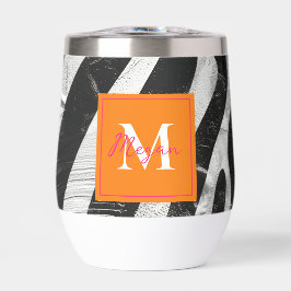 ゼブラ芸術的ストライプオレンジ&ホットピンクモノグラム