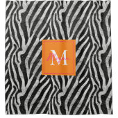 ゼブラ芸術的ストライプオレンジ&ホットピンクモノグラム シャワーカーテン (正面)
