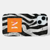 ゼブラ芸術的ストライプオレンジ&ホットピンクモノグラム Case-Mate iPhoneケース (裏面 (横))