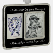 ゼブラ認識度リボンエンジェルオーナメント シルバープレートフレームオーナメント (右)