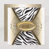 ゼブラ誕生日パーティーへの招待 招待状 (正面/裏面)