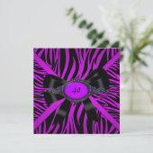 ゼブラ誕生日パーティーマゼンタパープル 招待状 (スタンド正面)