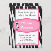 ゼブラ誕生日招待状 招待状 (正面/裏面)