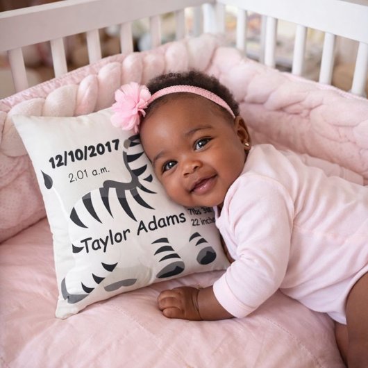 ゼブラ誕生統計ベビー子供部屋 クッション