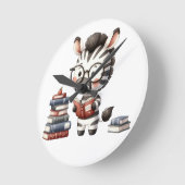 ゼブラ読の本。 ラウンド壁時計 (傾斜)