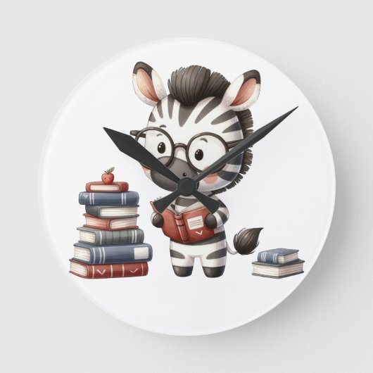 ゼブラ読の本。 ラウンド壁時計 (正面)