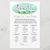 ゼブラ財布ゲームのベビーシャワーの中にあるものは何か (正面)