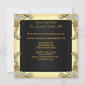 ゼブラ金ゴールドクリームヒョウ黒誕生日パーティー 招待状 (裏面)