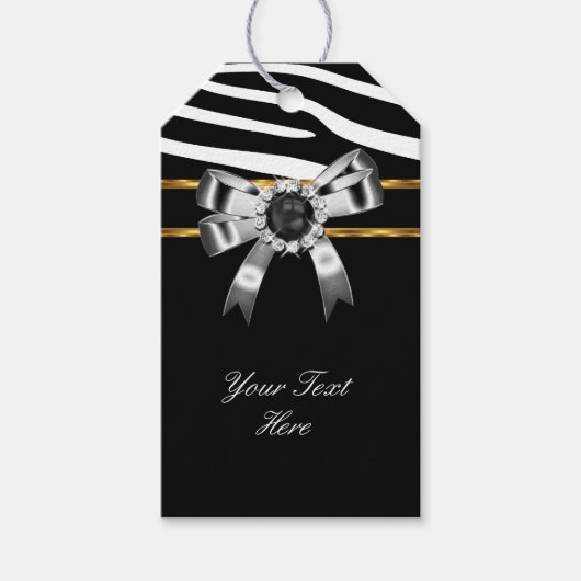 ゼブラ金ゴールド白黒パール ギフトタグ (正面)