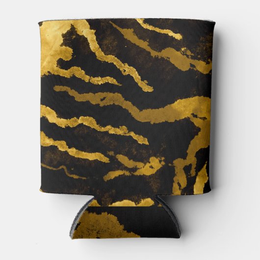 ゼブラ金ゴールド絞り染めパターン 缶クーラー (正面)