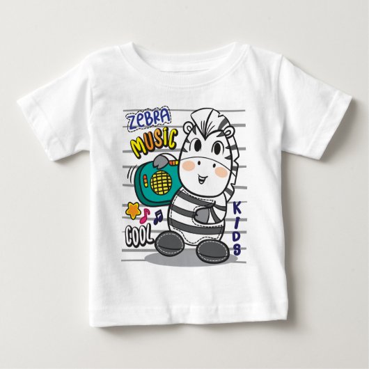 ゼブラ音楽 ベビーTシャツ (正面)