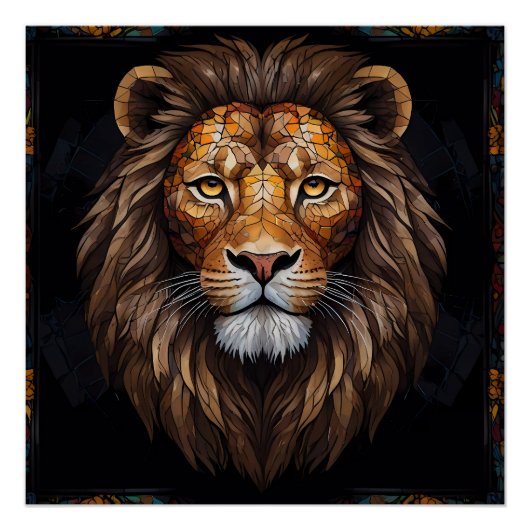 ゼブラ鮮やかモザイク ポスター (正面)