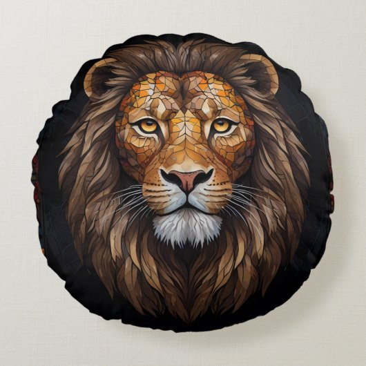 ゼブラ鮮やかモザイク ラウンドクッション (正面)