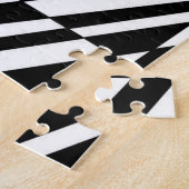 ゼブラ黒と白の正方形と円のパターン ジグソーパズル (側面)