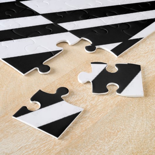 ゼブラ黒と白の正方形と円のパターン ジグソーパズル (側面)