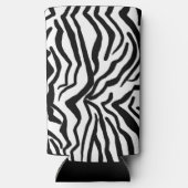 ゼブラ黒と白の非表示のファーパターン スリム缶クーラー (裏面)