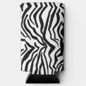 ゼブラ黒と白の非表示のファーパターン スリム缶クーラー (正面)