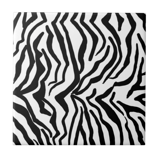 ゼブラ黒と白の非表示のファーパターン タイル (正面)