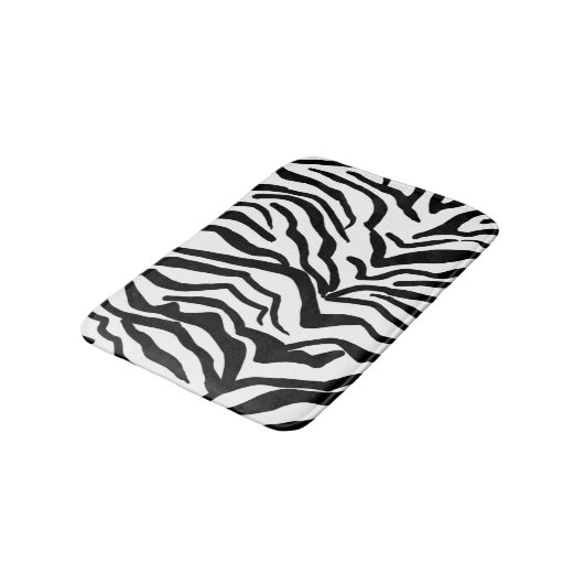ゼブラ黒と白の非表示のファーパターン バスマット (アングル)