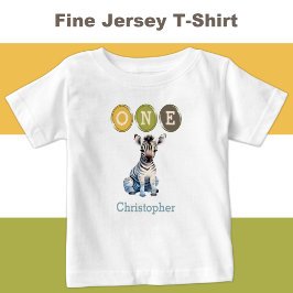 ゼブラ1stバースデーワン、名前は青 ベビーTシャツ