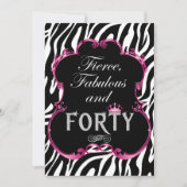 ゼブラ40と素晴らしいきらきら光る誕生日 招待状 (正面)