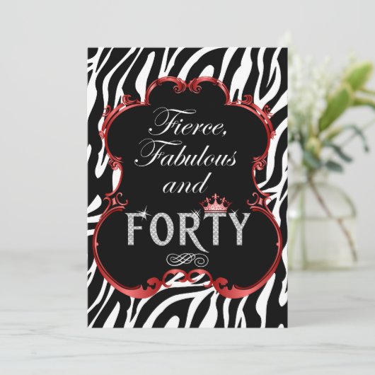 ゼブラ40と素晴らしいきらきら光る誕生日 招待状 (スタンド正面)