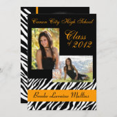 ゼブラ·アニマルプリント卒業発表 招待状 (正面/裏面)