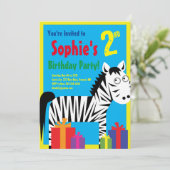 ゼブラ・アニマル・キッドバースデーパーティ招待状 招待状 (スタンド正面)