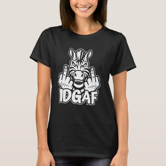 ゼブラ – アフリカの動物の野生動物ストライプのIdgaf Tシャツ (正面)