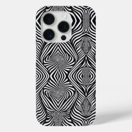 ゼブラ アブストラクト モノクロ iPhone 15 PROケース