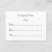 ゼブラ アポイントメント カード (裏面)