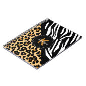 ゼブラ・アンド・レオパード・プリント・カスタム・モノグラム・ノート ノートブック (左側)