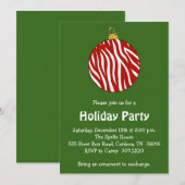 ゼブラ オーナメント ホリデー パーティー 招待状 (正面/裏面)